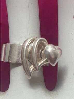 Sterling Silver Spinning Heart Ring-Rare-Vintage. Modernist with moving parts.